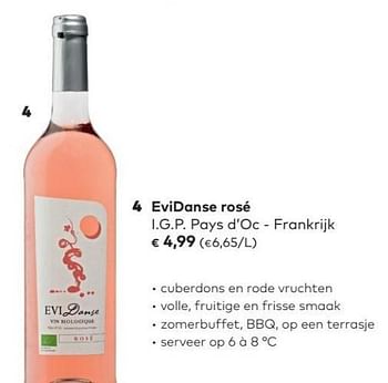 Promoties Evidanse rosé i.g.p. pays d`oc - Rosé wijnen - Geldig van 04/04/2018 tot 01/05/2018 bij Bioplanet