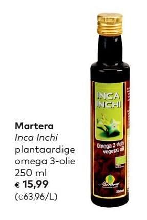 Promoties Martera inca inchi plantaardige omega 3-0lie - Martera - Geldig van 04/04/2018 tot 01/05/2018 bij Bioplanet