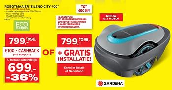 Promotions Gardena robotmaaier sileno city 400 - Gardena - Valide de 28/03/2018 à 30/06/2018 chez Hubo
