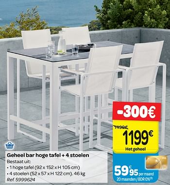 Promoties Geheel bar hoge tafel + 4 stoelen - Huismerk - Carrefour  - Geldig van 30/03/2018 tot 30/06/2018 bij Carrefour