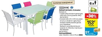 Promotions Geheel van tafel + 6 stoelen - Produit maison - Carrefour  - Valide de 30/03/2018 à 30/06/2018 chez Carrefour