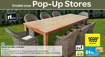 Promoties Geheel van tafel + 8 stoelen - Huismerk - Carrefour  - Geldig van 30/03/2018 tot 30/06/2018 bij Carrefour