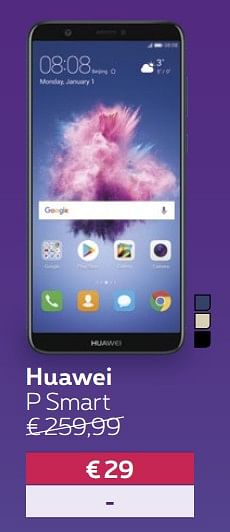 Promoties Huawei p smart - Huawei - Geldig van 03/04/2018 tot 29/04/2018 bij Proximus