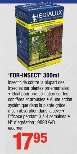 Promotions `for-insect` - Edialux - Valide de 05/04/2018 à 22/04/2018 chez HandyHome