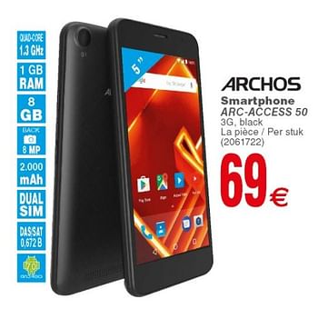 Promotions Archos smartphone arc-access 50 3g, black - Archos - Valide de 10/04/2018 à 23/04/2018 chez Cora