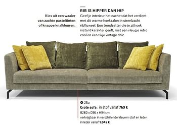 Promotions Grote sofa : in stof - Produit Maison - Euroshop - Valide de 20/03/2018 à 30/06/2018 chez Euro Shop