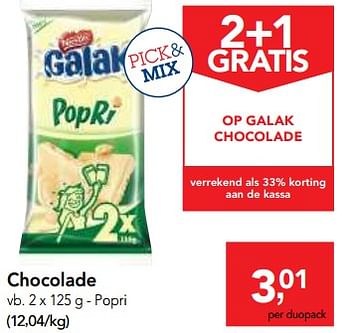 Promotions Galak chocolade popri - Nestlé - Valide de 11/04/2018 à 24/04/2018 chez Makro