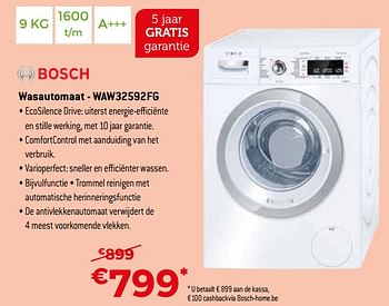 Promoties Bosch wasautomaat waw32592fg - Bosch - Geldig van 03/04/2018 tot 30/04/2018 bij Exellent