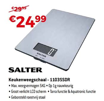 Promoties Salter keukenweegschaal 1103ssdr - Salter - Geldig van 03/04/2018 tot 30/04/2018 bij Exellent