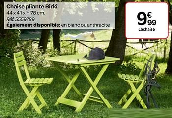 Promotions Chaise pliante birki - Produit maison - Carrefour  - Valide de 30/03/2018 à 30/06/2018 chez Carrefour