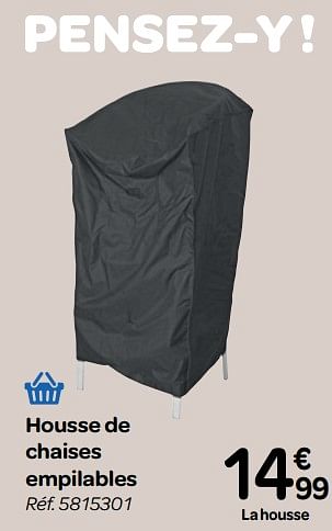 Promoties Housse de chaises empilables - Huismerk - Carrefour  - Geldig van 30/03/2018 tot 30/06/2018 bij Carrefour
