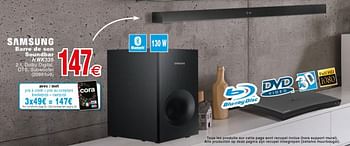 Promoties Samsung barre de son soundbar 2.1 hwk335 - Samsung - Geldig van 10/04/2018 tot 23/04/2018 bij Cora