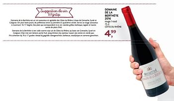 Promoties Domaine de la berthète 2016 - Rode wijnen - Geldig van 11/04/2018 tot 24/04/2018 bij Alvo