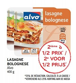 Promotions Lasagne bolognese - Produit maison - Alvo - Valide de 11/04/2018 à 24/04/2018 chez Alvo