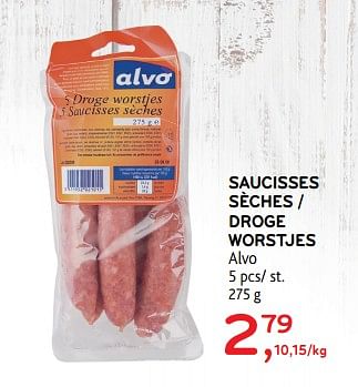Promotions Saucisses sèches - Produit maison - Alvo - Valide de 11/04/2018 à 24/04/2018 chez Alvo