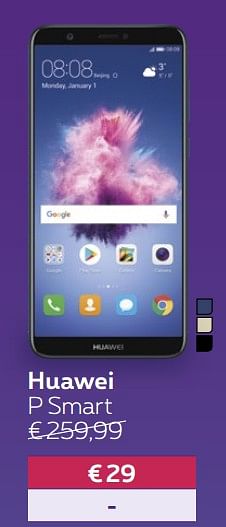 Promotions Huawei p smart - Huawei - Valide de 03/04/2018 à 29/04/2018 chez Proximus