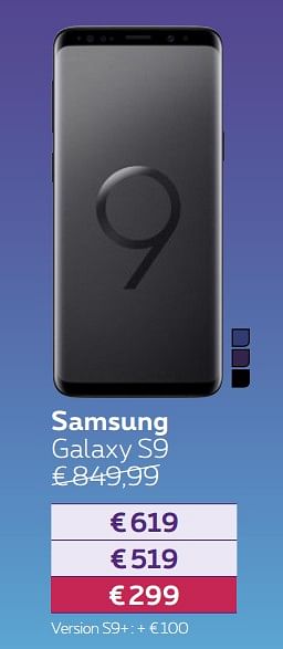 Promotions Samsung galaxy s9 - Samsung - Valide de 03/04/2018 à 29/04/2018 chez Proximus