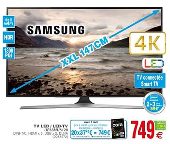 Promoties Samsung tv led - led-tv ue58mu6120 - Samsung - Geldig van 10/04/2018 tot 23/04/2018 bij Cora
