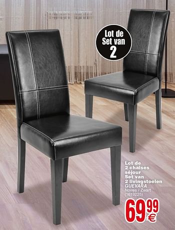 Promoties Lot de 2 chaises séjour set van 2 livingstoelen guevara - Huismerk - Cora - Geldig van 10/04/2018 tot 23/04/2018 bij Cora