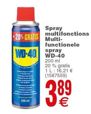 Promotions Spray multifonctions multi- functionele spray wd-40 - WD-40 - Valide de 10/04/2018 à 23/04/2018 chez Cora