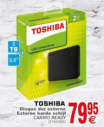 Promotions Toshiba disque externe externe schijf canvio ready tos-hdtp220ek3ca - Toshiba - Valide de 10/04/2018 à 23/04/2018 chez Cora