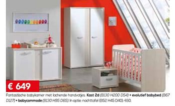 Promotions Fantastische babykamer - Produit maison - De Crack - Valide de 28/03/2018 à 04/05/2018 chez Meubelen Crack