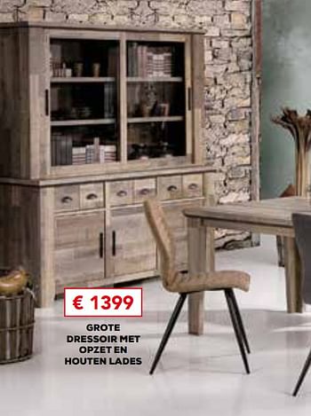 Promotions Grote dressoir met opzet en houten lades - Produit maison - De Crack - Valide de 28/03/2018 à 04/05/2018 chez Meubelen Crack