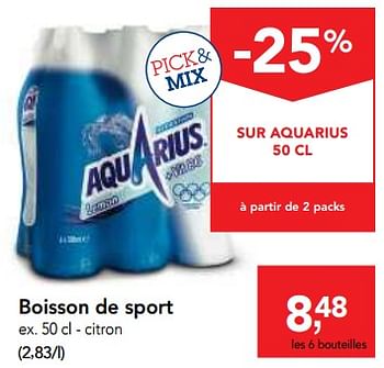 Promotions Boisson de sport - Aquarius - Valide de 11/04/2018 à 24/04/2018 chez Makro