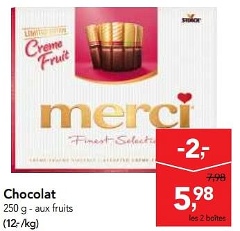 Promotions Chocolat - MERCI - Valide de 11/04/2018 à 24/04/2018 chez Makro