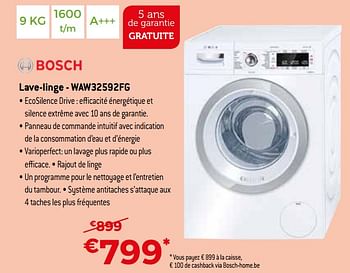 Promotions Bosch lave-linge - waw32592fg - Bosch - Valide de 03/04/2018 à 30/04/2018 chez Exellent