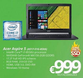 Promoties Acer aspire 5 a517-51g-85xa - Acer - Geldig van 01/04/2018 tot 15/05/2018 bij Compudeals
