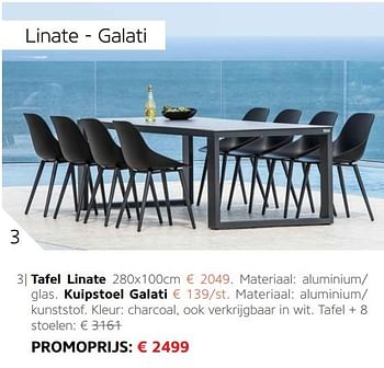 Promoties Tafel + 8 stoelen linate - galati - Jati&Kebon Garden Furniture - Geldig van 01/04/2018 tot 30/06/2018 bij Disco G.V.