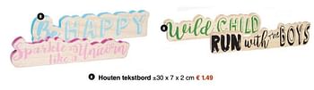 Promoties Houten tekstbord - Huismerk - Wibra - Geldig van 09/04/2018 tot 21/04/2018 bij Wibra