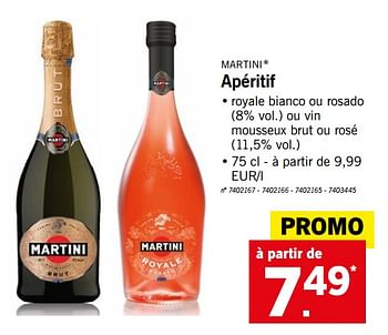 Promotions Apéritif - Martini - Valide de 16/04/2018 à 21/04/2018 chez Lidl