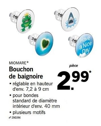 Promoties Bouchon de baignoire - Miomare - Geldig van 16/04/2018 tot 21/04/2018 bij Lidl