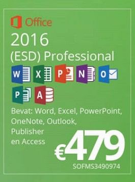Promoties Office 2016 (esd) professional - Microsoft - Geldig van 01/04/2018 tot 15/05/2018 bij Compudeals