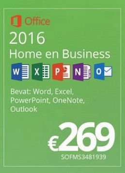 Promoties Office 2016 home en business - Microsoft - Geldig van 01/04/2018 tot 15/05/2018 bij Compudeals