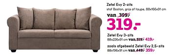 Promoties Zetel evy 2-zits - Huismerk - Leen Bakker - Geldig van 09/04/2018 tot 22/04/2018 bij Leen Bakker