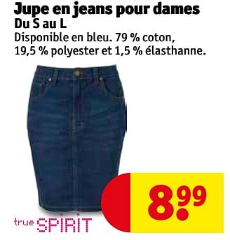 Promotions Jupe en jeans pour dames - True Spirit - Valide de 10/04/2018 à 22/04/2018 chez Kruidvat