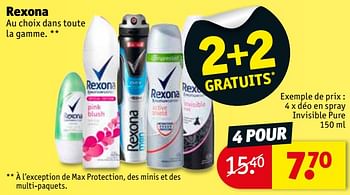 Promotions Rexona déo en spray invisible pure - Rexona - Valide de 10/04/2018 à 22/04/2018 chez Kruidvat