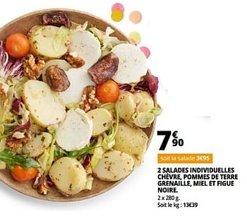 Promoties 2 salades individuelles chèvre, pommes de terre grenaille, miel et figue noire - Huismerk - Auchan - Geldig van 04/04/2018 tot 30/09/2018 bij Auchan