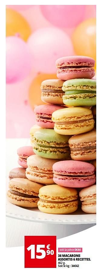 Promoties 36 macarons assortis 6 recettes - Huismerk - Auchan - Geldig van 04/04/2018 tot 30/09/2018 bij Auchan