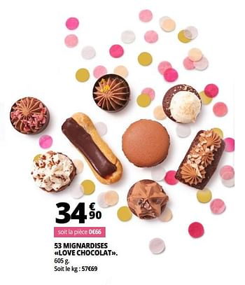 Promotions 53 mignardises «love chocolat» - Produit Maison - Auchan Ronq - Valide de 04/04/2018 à 30/09/2018 chez Auchan Ronq