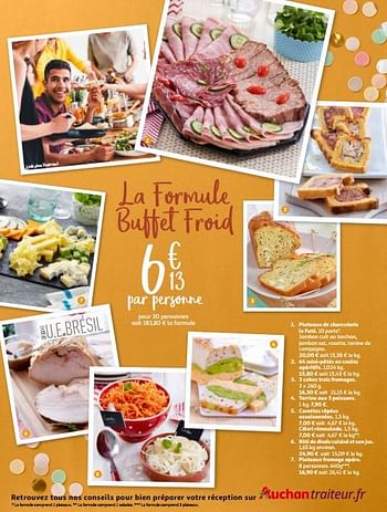 Promotions La formule buffet froid - Produit Maison - Auchan Ronq - Valide de 04/04/2018 à 30/09/2018 chez Auchan Ronq