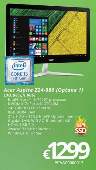 Promoties Acer aspire z24-880 (optane 1) (dq.b8teh.006) - Acer - Geldig van 01/04/2018 tot 15/05/2018 bij Compudeals