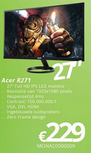 Promoties Acer r271 - Acer - Geldig van 01/04/2018 tot 15/05/2018 bij Compudeals