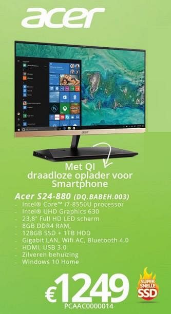 Promoties Acer s24-880 (dq.babeh.003) - Acer - Geldig van 01/04/2018 tot 15/05/2018 bij Compudeals