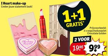 Promotions 2 x oogschaduwpalet chocolate golden - I Heart - Valide de 10/04/2018 à 22/04/2018 chez Kruidvat
