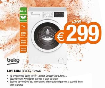 Promoties Beko lave-linge bewcc7732xwc - Beko - Geldig van 27/03/2018 tot 30/04/2018 bij Expert