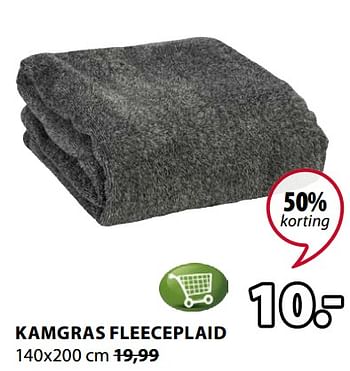 Promoties Kamgras fleeceplaid - Huismerk - Jysk - Geldig van 09/04/2018 tot 22/04/2018 bij Jysk